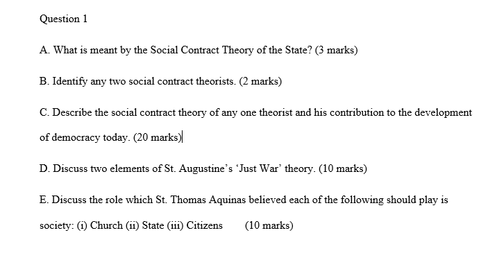A. What is meant by the Social Contract Theory of
