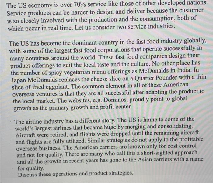 discussion post The US economy is over 70%