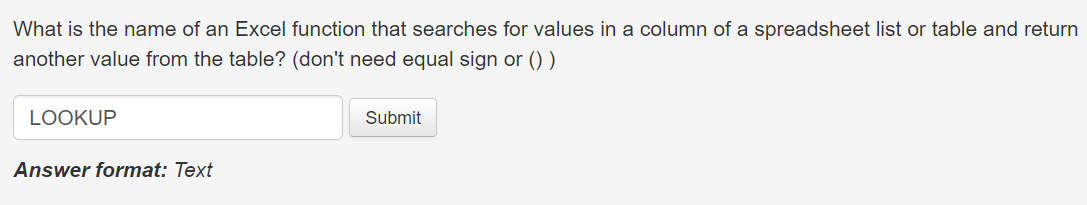 What is the name of an Excel function that
