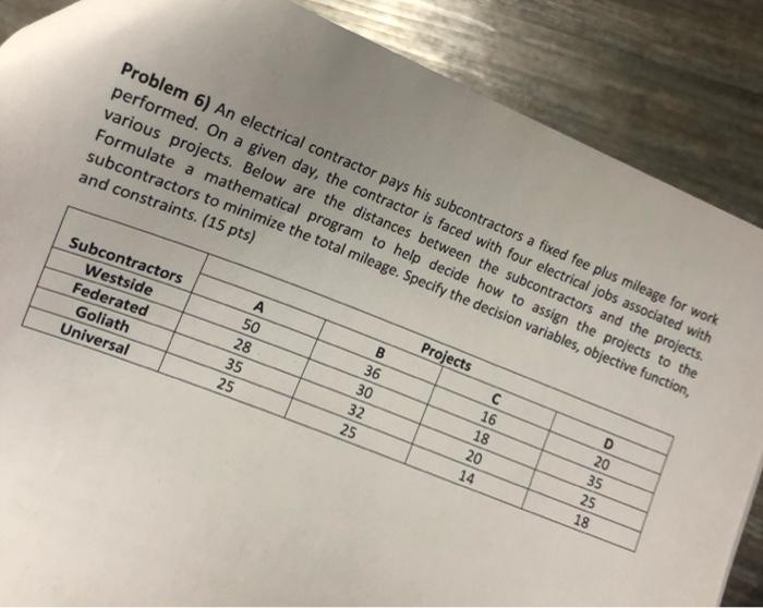 Problem 6) An electrical contractor pays his