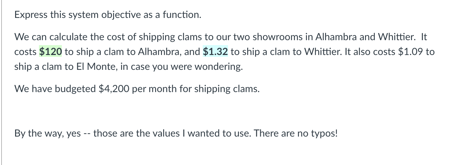 Express this system objective as a function. We