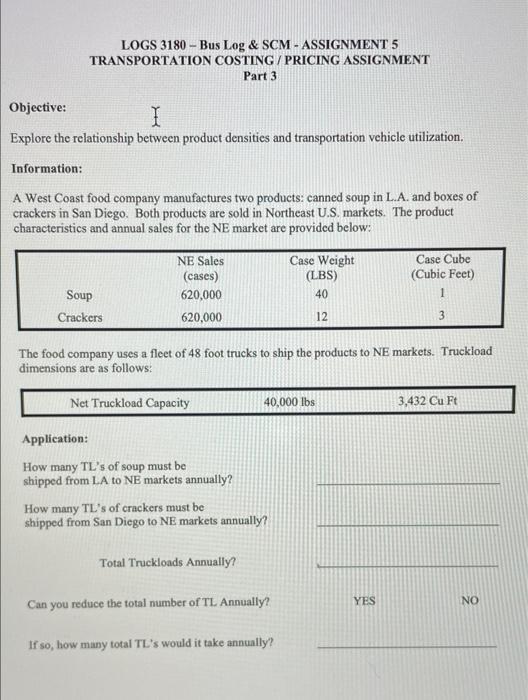 LOGS 3180 - Bus Log & SCM - ASSIGNMENT 5