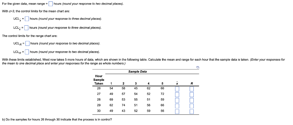 Refer to Table 56.1 - Factors for Computing