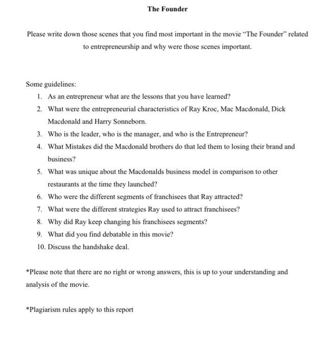 these question are based on the movie "The