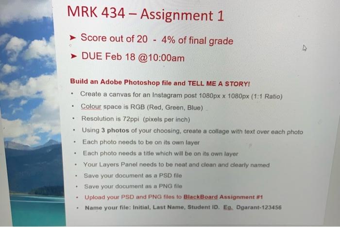 answer me asap with video MRK 434 - Assignment 1