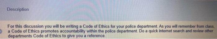Description For this discussion you will be