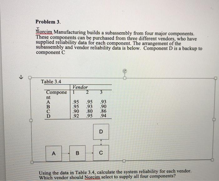 Problem 3. dorcim Manufacturing builds a