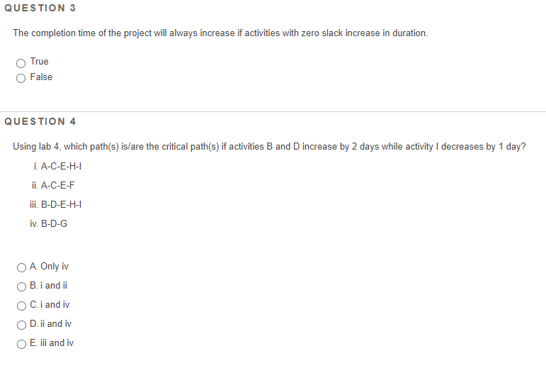 A (5) H (2) I(3) Duration (days) 5 ES EF LS LF