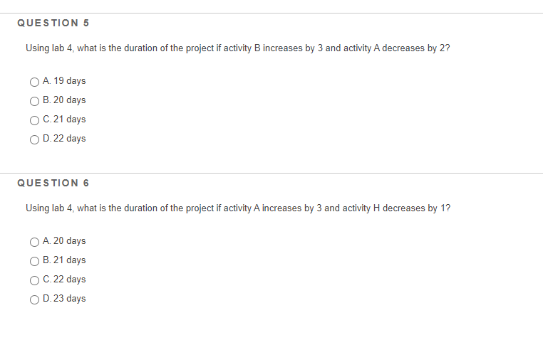 A (5) H (2) I(3) Duration (days) 5 ES EF LS LF