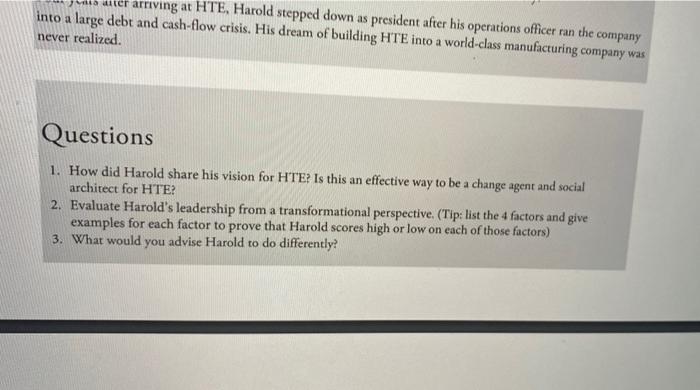 Case 8.1: The Vision Failed High Tech Engineering