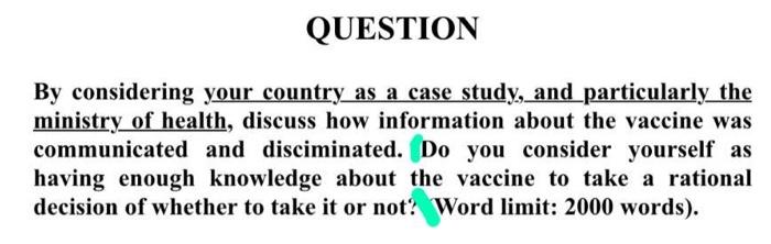 QUESTION By considering your country as a case