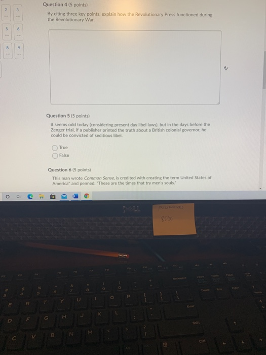 2 3 Question 4 (5 points) By citing three key