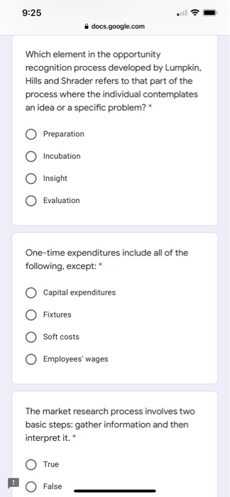 9:25 docs.google.com Which element in the