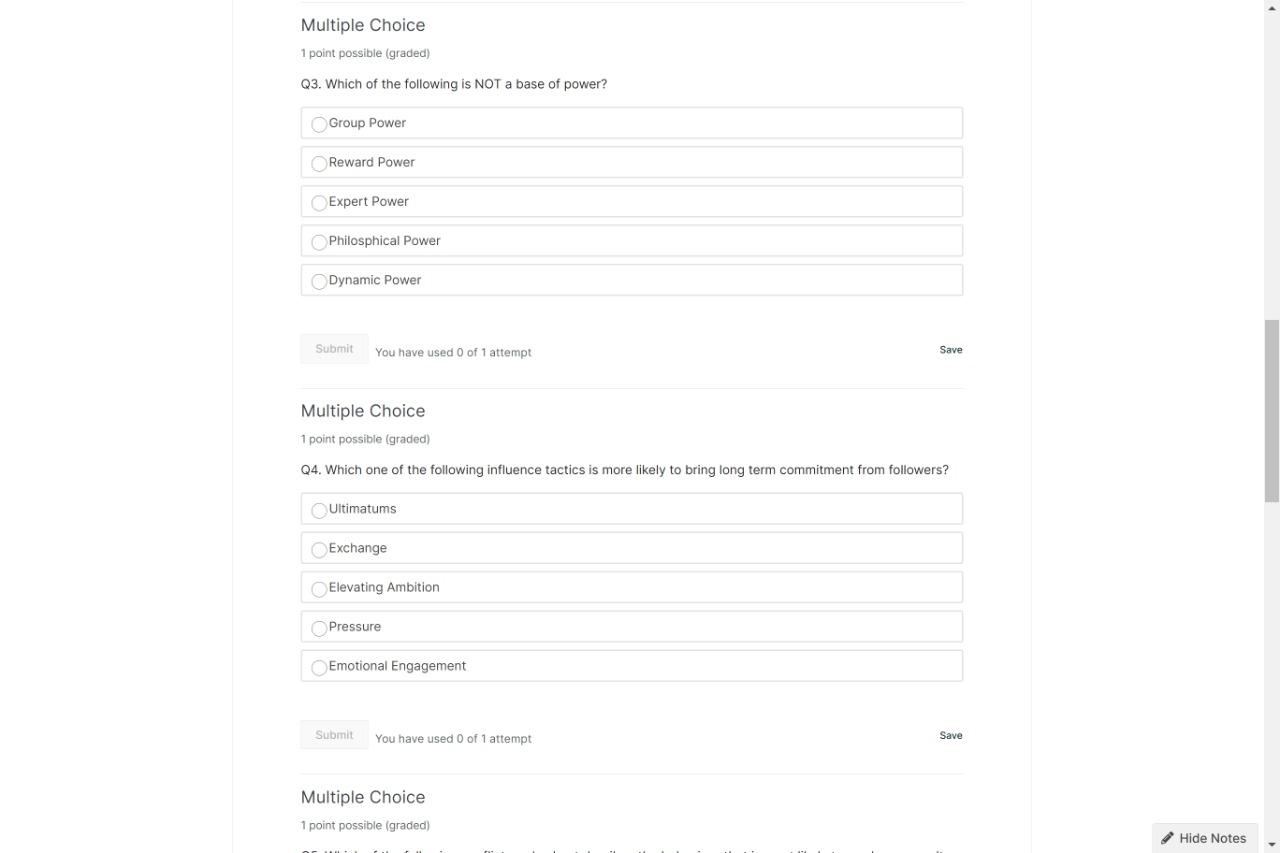 Select the one correct answer for the following