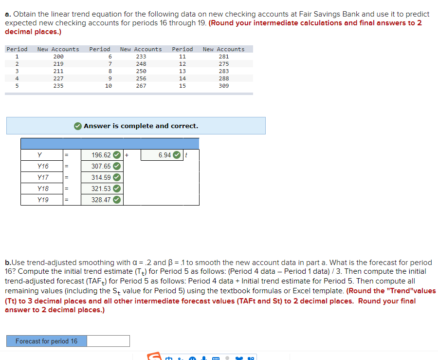 a. Obtain the linear trend equation for the