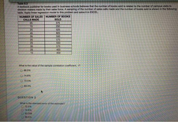 questions pertaining table 8.3 Table 8.3 A
