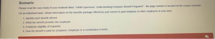 Scenario Please read the case study in your