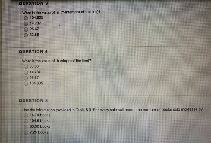 questions pertaining table 8.3 Table 8.3 A