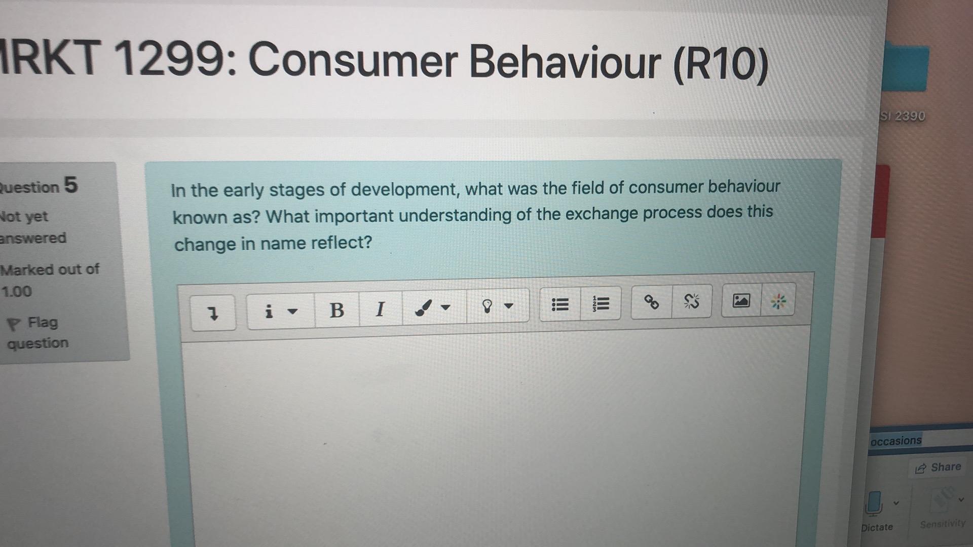 IRKT 1299: Consumer Behaviour (R10) SI 2390