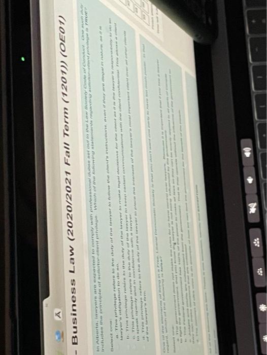 A Business Law (2020/2021 Fall Term (1201) (OE01)