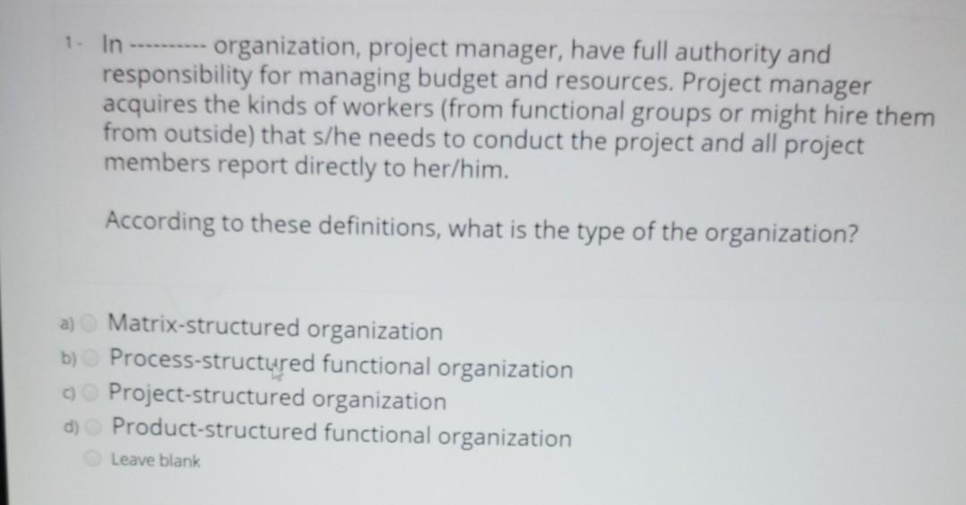 1. In - organization, project manager, have full