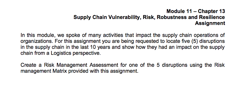 Module 11 - Chapter 13 Supply Chain