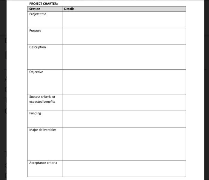 PREPARE A PROJECT CHATER need it urjently.