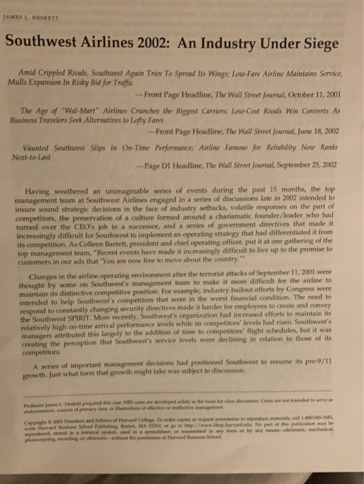 a) Is Southwest a cost leader? Explain. b) What