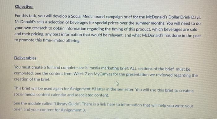 Objective: For this task, you will develop a