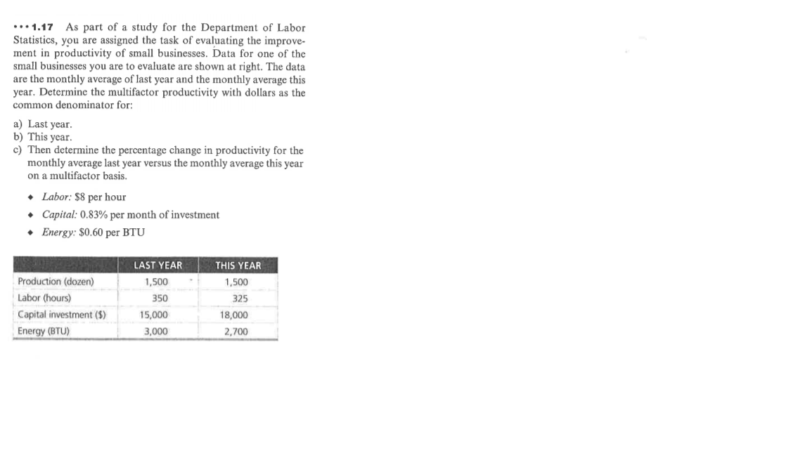 ... 1.17 As part of a study for the Department of