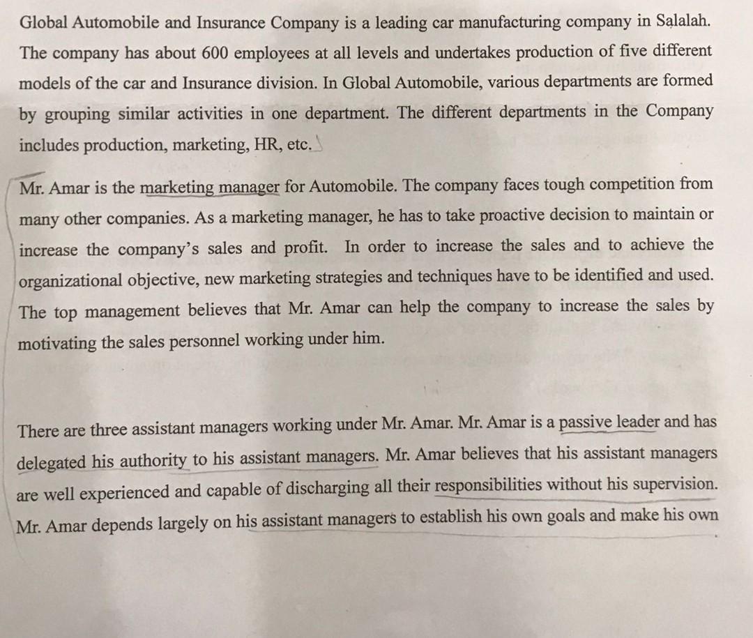 Please solve all the questions Global Automobile