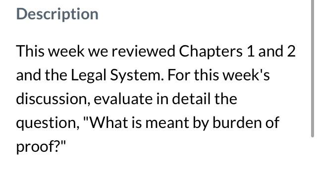 Description This week we reviewed Chapters 1 and