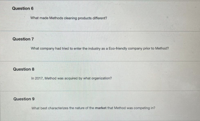 Question 6 What made Methods cleaning products