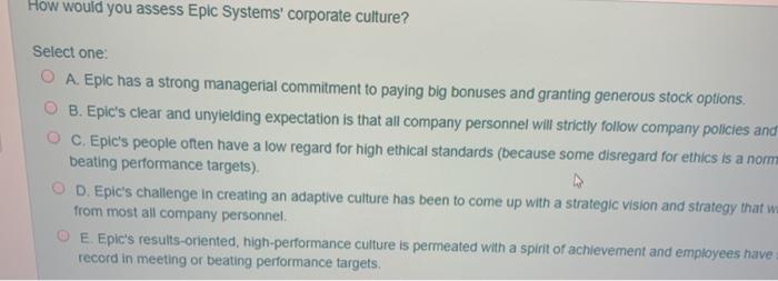 How would you assess Epic Systems' corporate