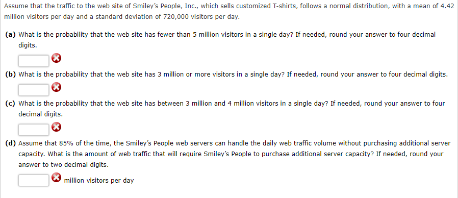 Assume that the traffic to the web site of