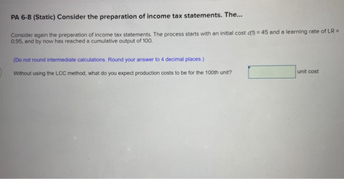 PA 6-7 (Static) Consider the preparation of