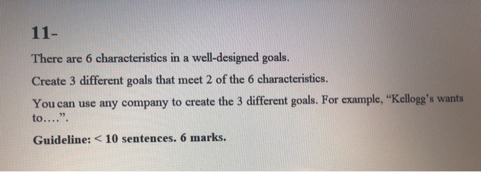11- There are 6 characteristics in a
