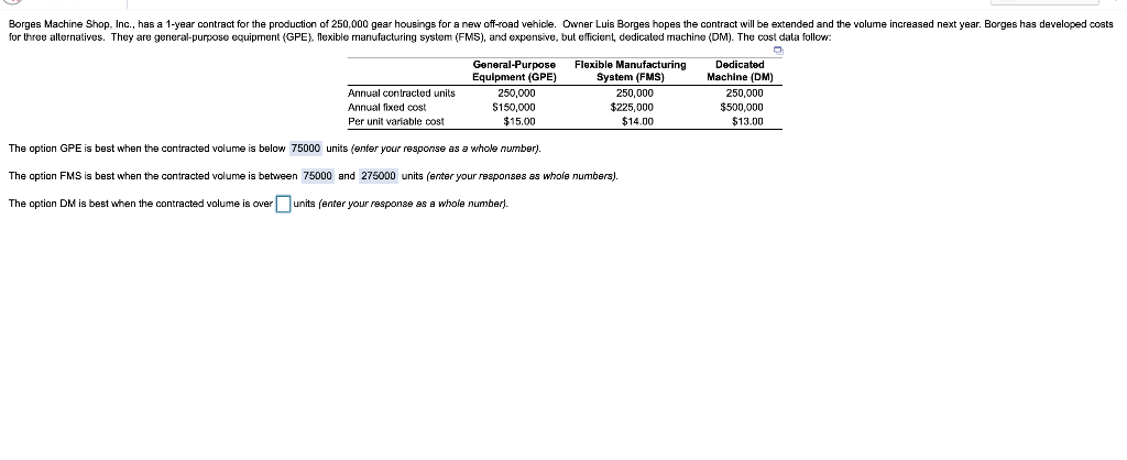 Borges Machine Shop, Inc., has a 1-year contract