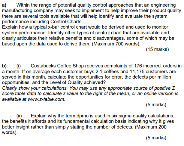 a) Within the range of potential quality control
