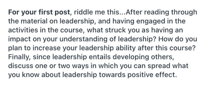 For your first post, riddle me this...After