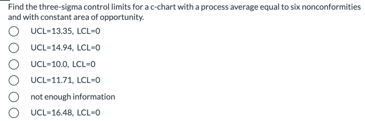 undefined Find the three-sigma control limits for