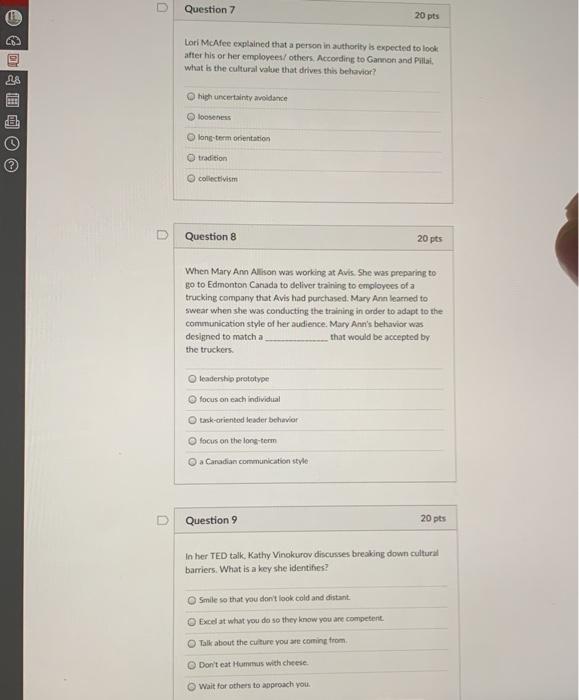 Question 7 20 pts Lori McAfee explained that a