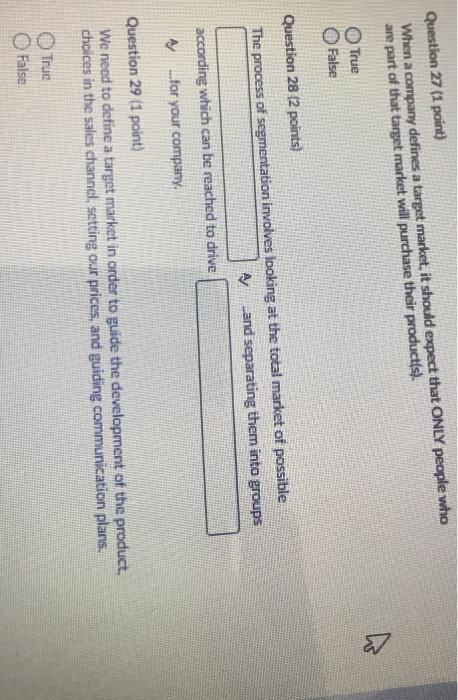 Question 26 (2 points) Where Opportunities Might