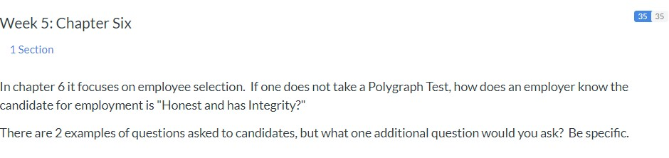 35 35 Week 5: Chapter Six 1 Section In chapter 6