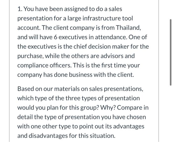 provide correct answer 1. You have been assigned