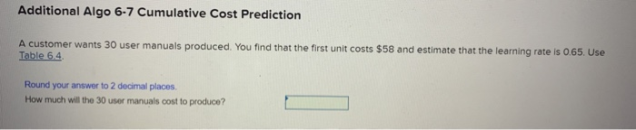 Additional Algo 6-7 Cumulative Cost Prediction A