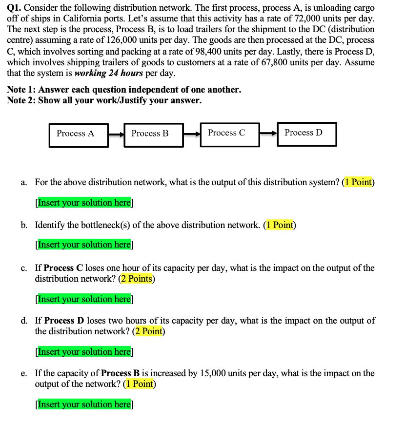 Q1. Consider the following distribution network.