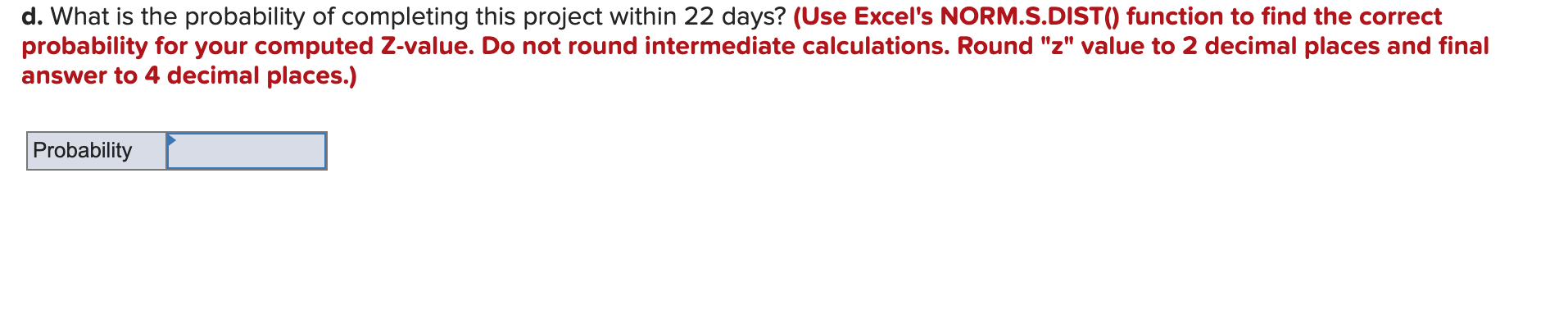 The following represents a project that should be