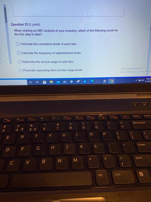 Question 15 (1 point) When starting an ABC
