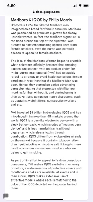 6:50 docs.google.com Marlboro & IQOS by Philip